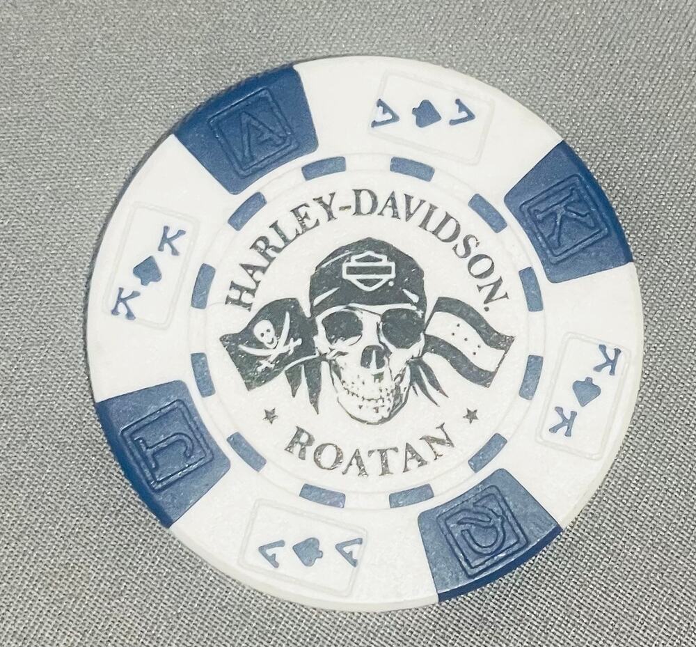 Harley-Davidson Poker Chip Roatan, Honduras White and Blue